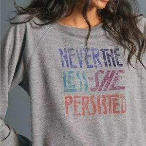 Anthropologie Novia Jonatan Nevertheless She Persisted Gray Top Extra Small XS